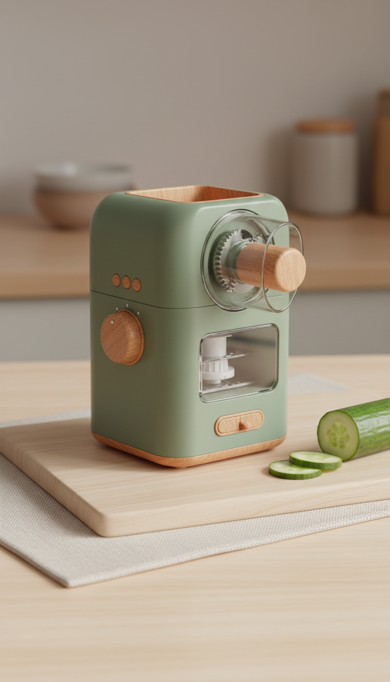 Multifunctional Vegetable Slicer with Wood Accents
