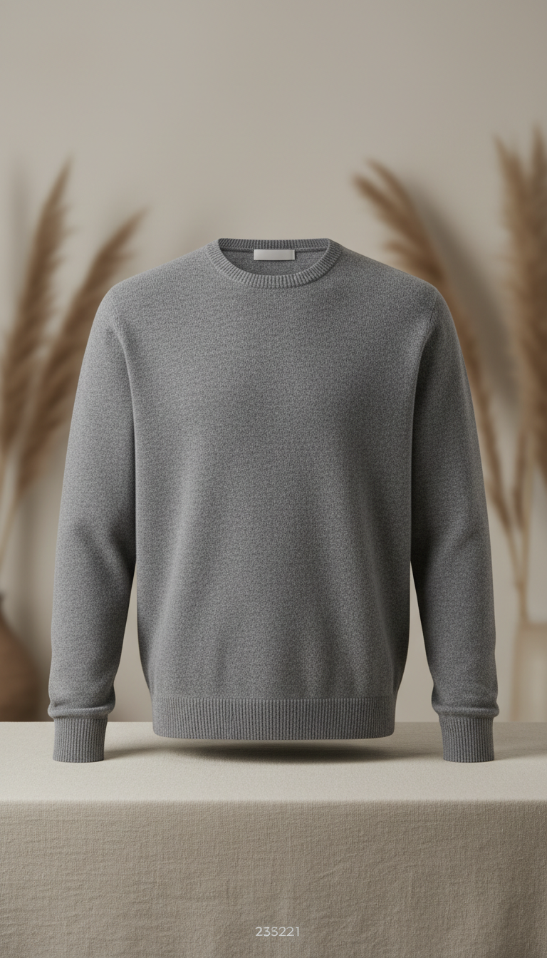 Fine Wool Pullover in Mink Grey
