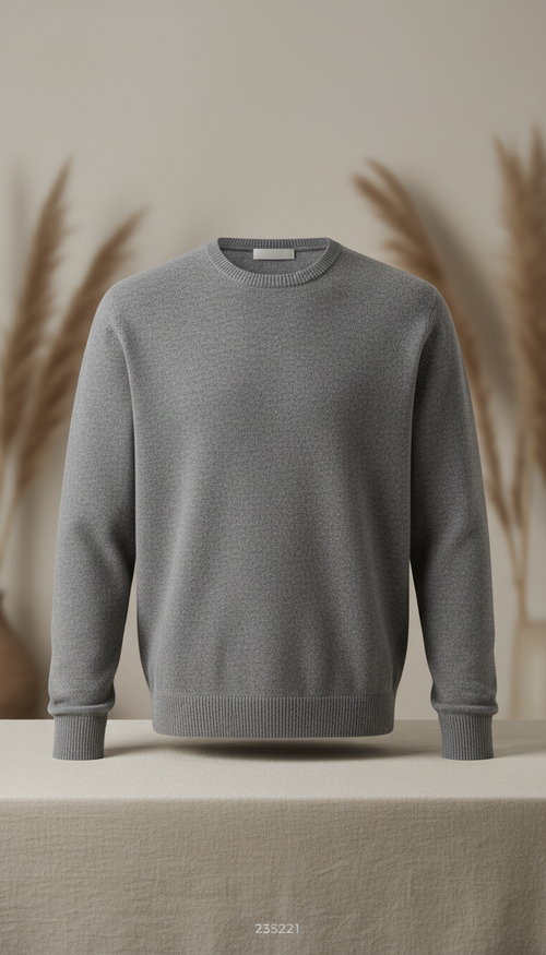 Fine Wool Pullover in Mink Grey
